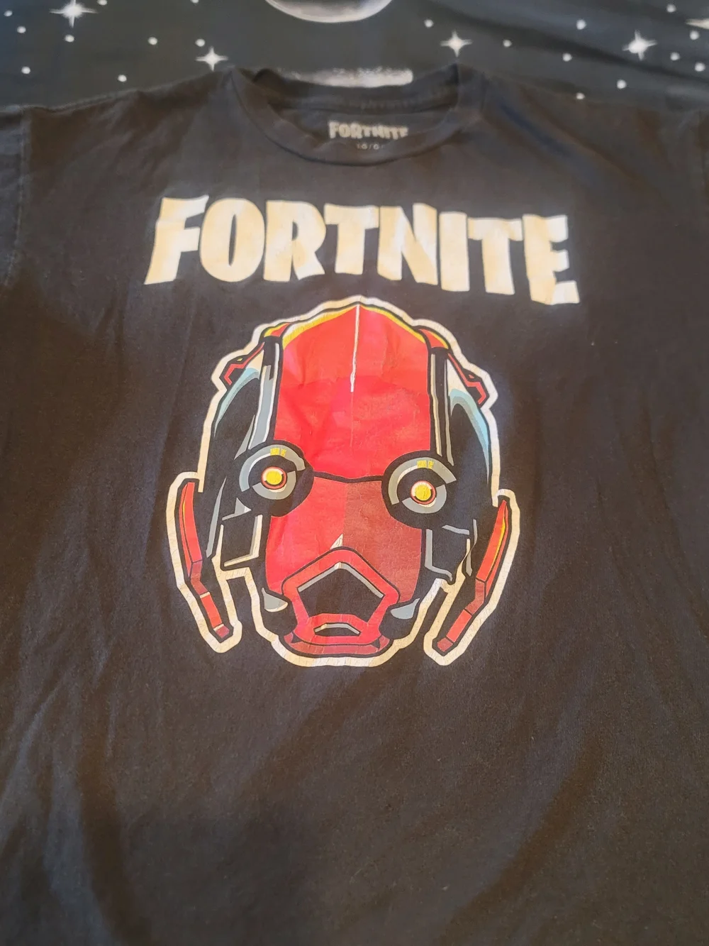 Fortnite Black Tee with Red Robot Graphic Boys Size Large - Picture 1 of 4